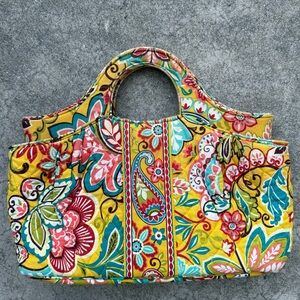 Vera Bradley Abby satchel Butter yellow floral quilted fabric pattern Retired
